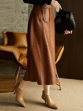Belted Buttoned Pockets Solid Color Split-Joint Zipper A-line High Waisted Skirts Bottoms