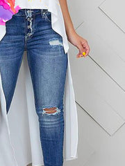 Flower Print High-Low Loose Round-Neck Vest Top