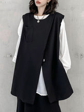 Asymmetric Zipper Loose Sleeveless Round-Neck Vest Top