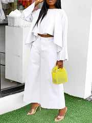 High-Low Loose Pleated Solid Color Split-Joint Round-Neck Blouses&Shirts Tops