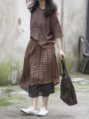 Retro Plaid Double-deck Skirt