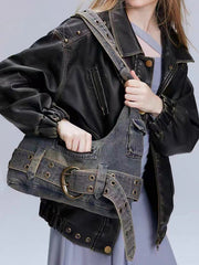 Belt Buckle Pockets Split-Joint Crossbody Bags Shoulder Bags