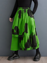 Asymmetric Elasticity Pleated Split-Joint High Waisted Loose Skirts