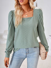 Jacquard Solid Color Loose Square-neck T-Shirts Tops