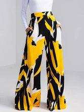 Urban High-Waisted Contrast Color Printed Wide Leg Pants