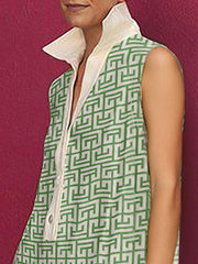 Printed Split-Joint Loose Sleeveless Lapel Mini Dresses