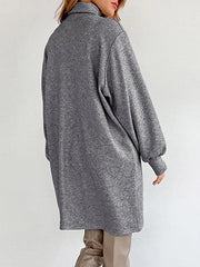 Pleated Solid Color Split-Joint Tied Waist Loose Puff Sleeves High Neck Mini Dresses