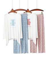 Simple Loose Cartoon Printed Pajamas Two Pieces Set