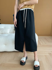 Asymmetric Drawstring Split-Front A-Line Skirts Bottoms