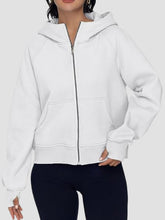 Pockets Solid Color Zipper Hooded Long Sleeves Outerwear Jackets