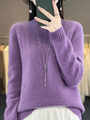 Solid Color Long Sleeves Loose Mock Neck Sweater Tops Pullovers
