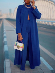 Solid Color Long Sleeves Loose Stand Collar T-Shirts Tops&Pants Bottoms Two Pieces Set