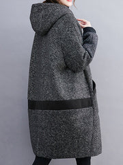 Original Creation Long Sleeves Loose Keep Warm Hooded Outerwear