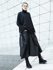 Elasticity Pockets Striped High Waisted Loose Pants Culotte