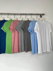 Solid Color Short Sleeves Round-neck T-Shirts Tops