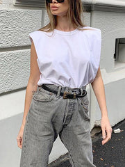 Solid Color Cap Sleeve Loose Round-Neck T-Shirts