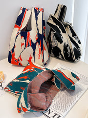 Contrast Color Woven Handbag Bags