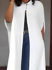 Solid Color Split-Joint Batwing Sleeves Loose Lapel Outerwear Cover-Ups Tops