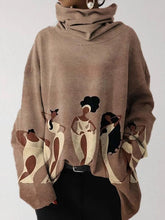 Long Sleeves Loose Figure Printed Heaps Collar Hoodies&Sweatshirt Tops