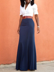 Solid Color Bodycon High Waisted Skirts Bottoms