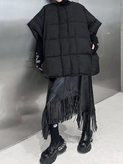 Solid Color Split-Joint Batwing Sleeves Loose Round-Neck Padded Coat