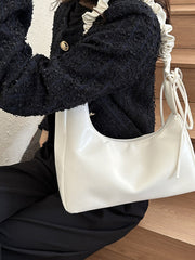 Geometric Pleated Solid Color Zipper Shoulder Bags Handbags