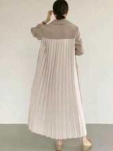 Original Chic Pleated Notched Collar Blazer Midi Dress