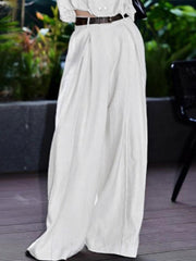 High Waisted Loose Pleated Solid Color Split-Joint Suit Pants