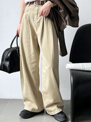 Belted Pleated Pockets High Waisted Wide Leg Jean Pants Bottoms