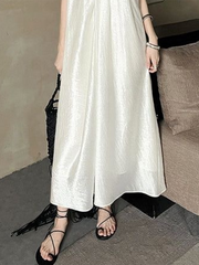 Solid Color Loose Sleeveless Round-neck Midi Dresses
