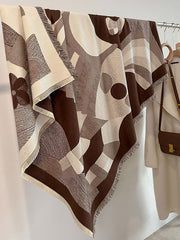 Contrast Color Fringed Keep Warm Printed Striped Shawl&Scarf