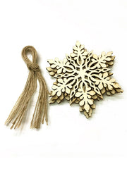 10Pcs Christmas Decoration Hollow Wooden Snowflake Accessories