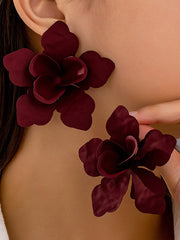 Flower Shape Solid Color Drop Earrings