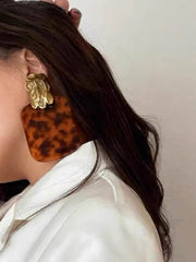 Geometric Leopard Pleated Split-Joint Earrings Accessories Drop Earrings