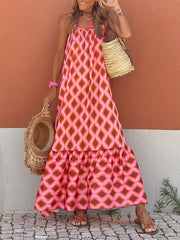 Loose Printed Spaghetti-Neck Maxi Dresses