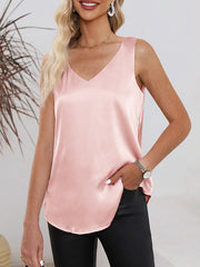 Solid Color Loose Sleeveless V-Neck Vest Top
