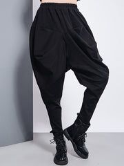 Casual Loose Split-Joint Solid Color High-Waisted Harem Pants