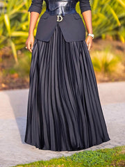 Pleated Solid Color High Waisted Loose Skirts Bottoms