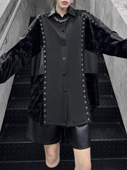 Buttoned Split-Joint High-Low Long Sleeves Lapel Blouses&Shirts Tops