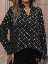 Bronzing Contrast Color High-Low Wrap High-Neck Blouses&Shirts Tops