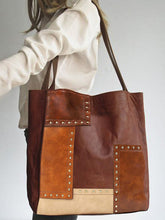 Contrast Color Rivet Split-Joint Handbags Bags
