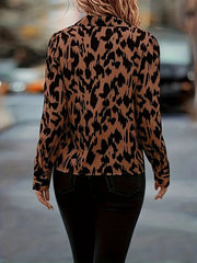 Printed Split-Joint Loose Puff Sleeves Lapel Blouses
