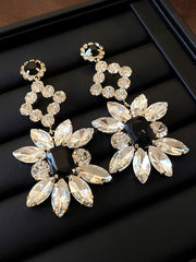 Geometric Rhine Stones Drop Earrings
