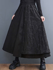Asymmetric Elasticity Jacquard Solid Color A-Line Loose Skirts Bottoms