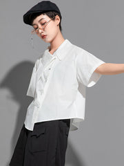 Stylish BF Asymmetric Lapel Blouse