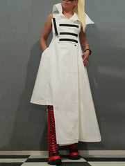 Buttoned Split-Joint Irregular Clipping Loose Lapel Shirt Dress Maxi Dresses