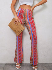 Elasticity Printed Split-Joint High Waisted Skinny Trousers Pants