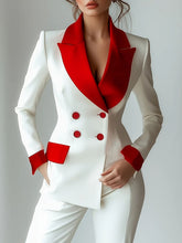Buttoned Contrast Color Long Sleeves V-Neck Blouses&Shirts Tops
