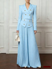 Long Sleeves Skinny Solid Color Notched Collar Blazer Outerwear
