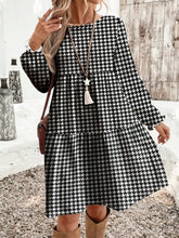 Printed Long Sleeves Loose Boat Neck Maxi Dresses